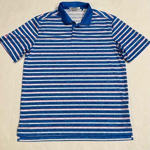 Ping Modern Fit Sensorcool Blue Pink White Stripe Golf Polo Shirt, Men Sz Large